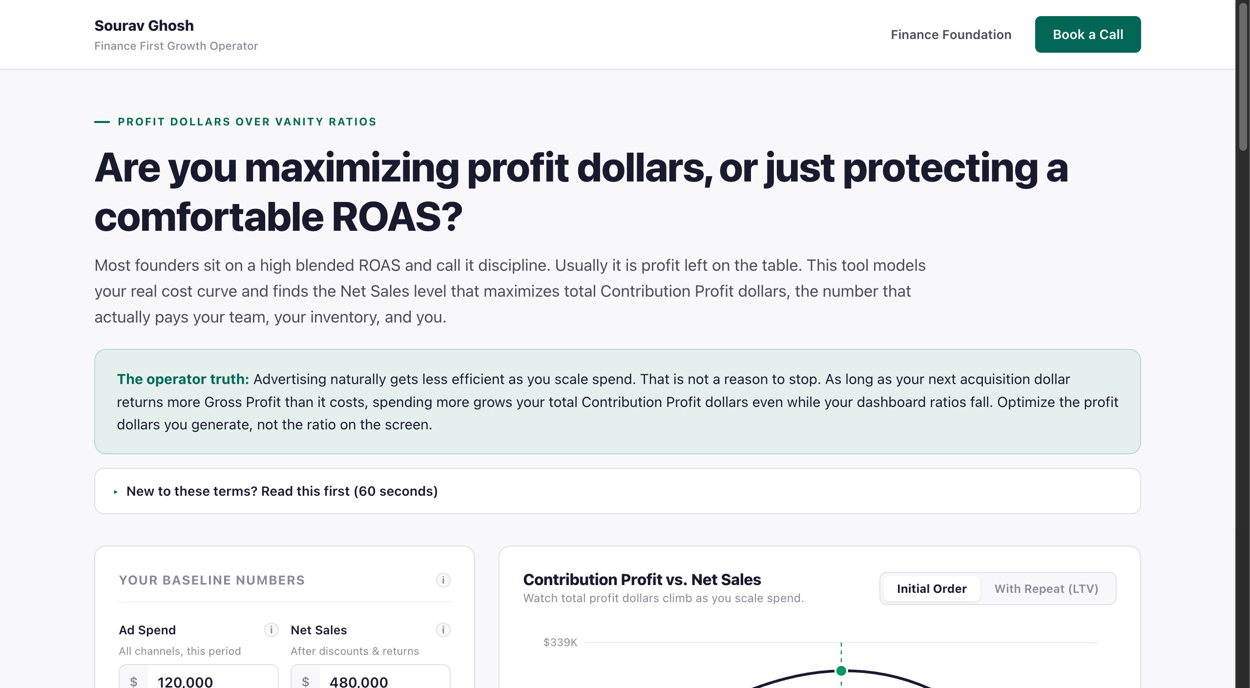 Contribution Profit Calculator Live Interface Preview